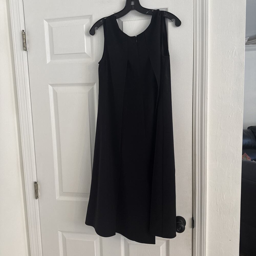 Armani Collezioni Black Cape Back Dress Sleeveless V-Neck Shift Luxury Wear US 8